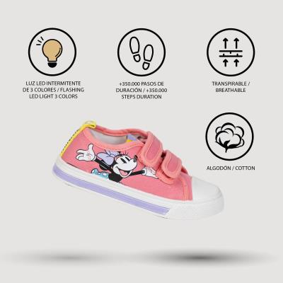 Imagen de ZAPATILLA LONETA SUELA PVC CON LUCES ALGODÓN MINNIE