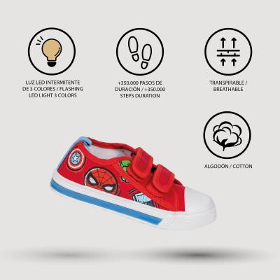 Imagen de ZAPATILLA LONETA SUELA PVC CON LUCES ALGODÓN AVENGERS