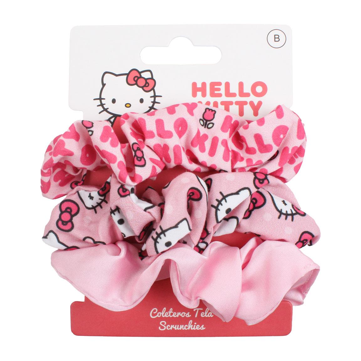 ACCESORIOS PELO COLETERO DE TELA 3 PIEZAS HELLO KITTY
