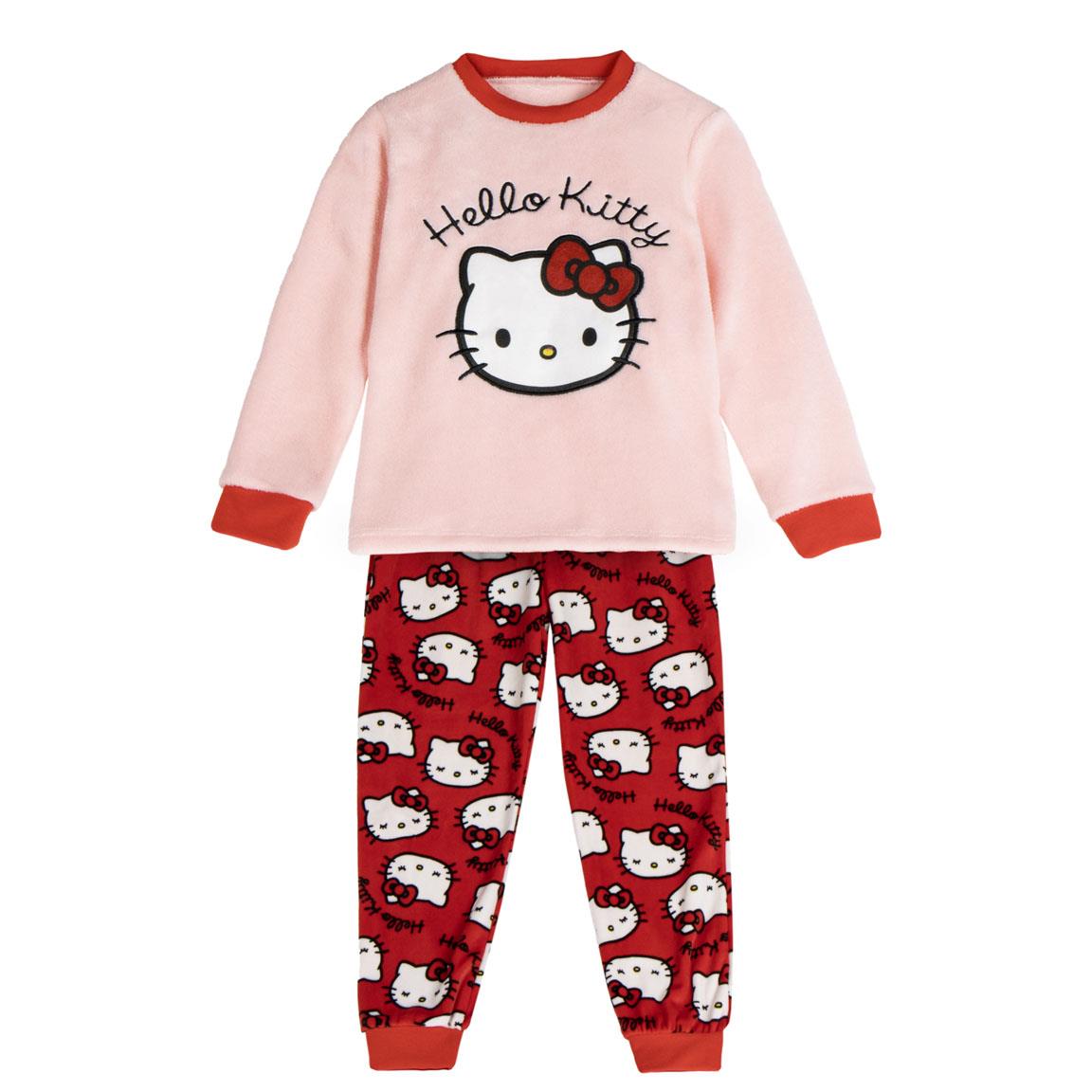 PIJAMA LARGO CORAL FLEECE APLICACIONES HELLO KITTY