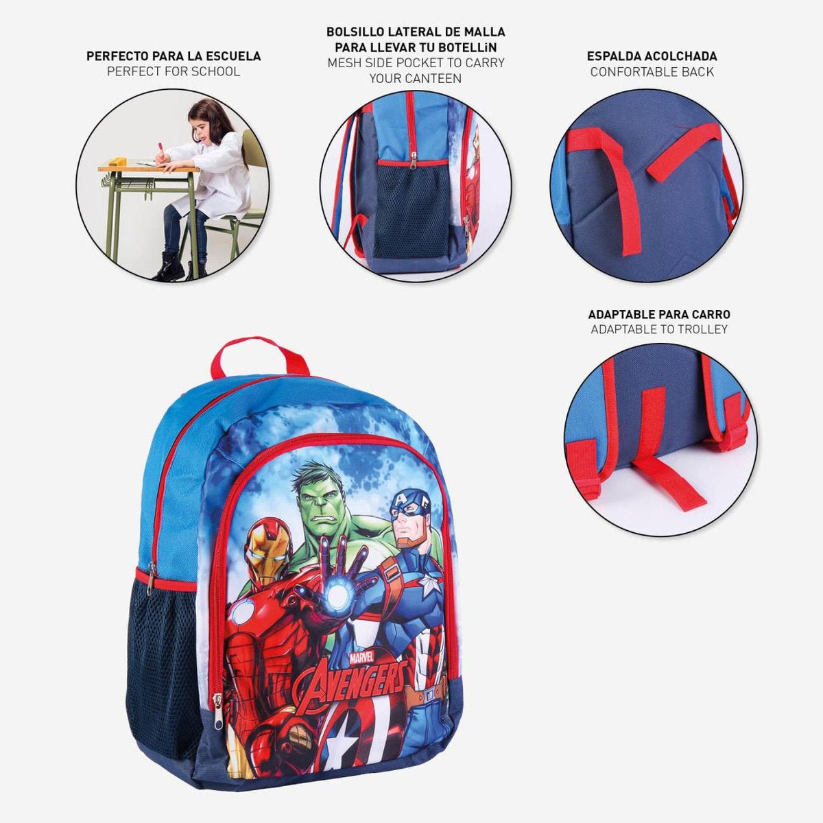 MOCHILA ESCOLAR MEDIANA AVENGERS - ILUSION SHOP