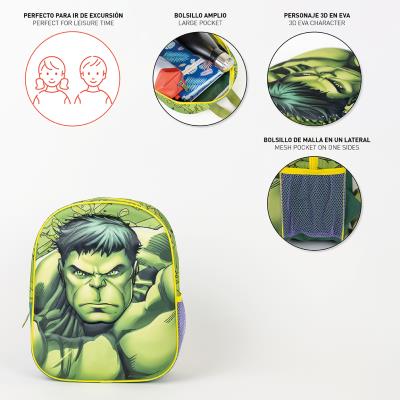 MOCHILA INFANTIL 3D AVENGERS HULK - ILUSION SHOP