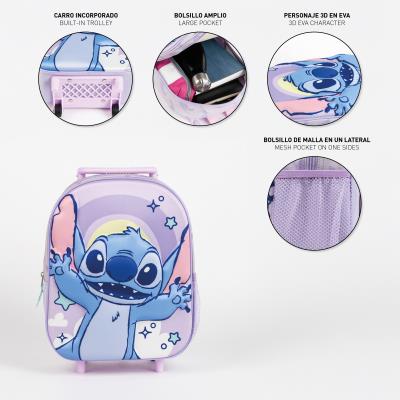 MOCHILA INFANTIL TROLLEY 3D STITCH