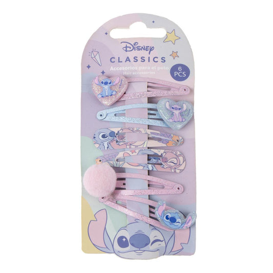 ACCESORIOS PELO CLIPS 6 PIEZAS STITCH
