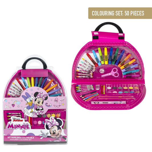 SET PAPELERIA COLOREABLE 50 PIEZAS MINNIE