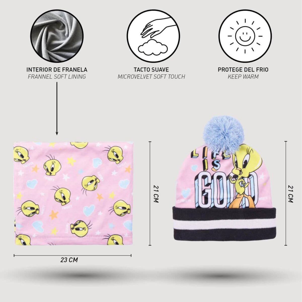 A - CONJUNTO 3 PIEZAS SNOOD LOONEY TUNES - ILUSION SHOP