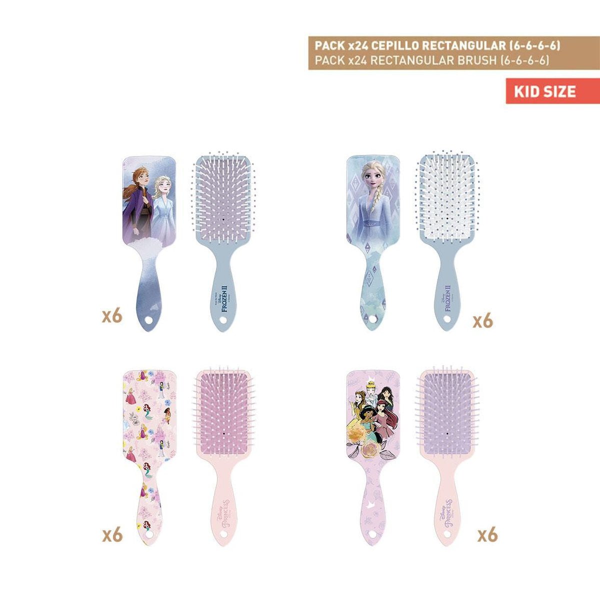 CEPILLOS RECTANGULAR FROZEN - PRINCESS 4 MODELOS - ILUSION SHOP