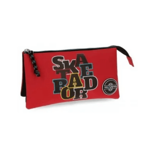 ESTUCHE 3 CREMALLERAS SKATEBOARD ROJO - ILUSION SHOP