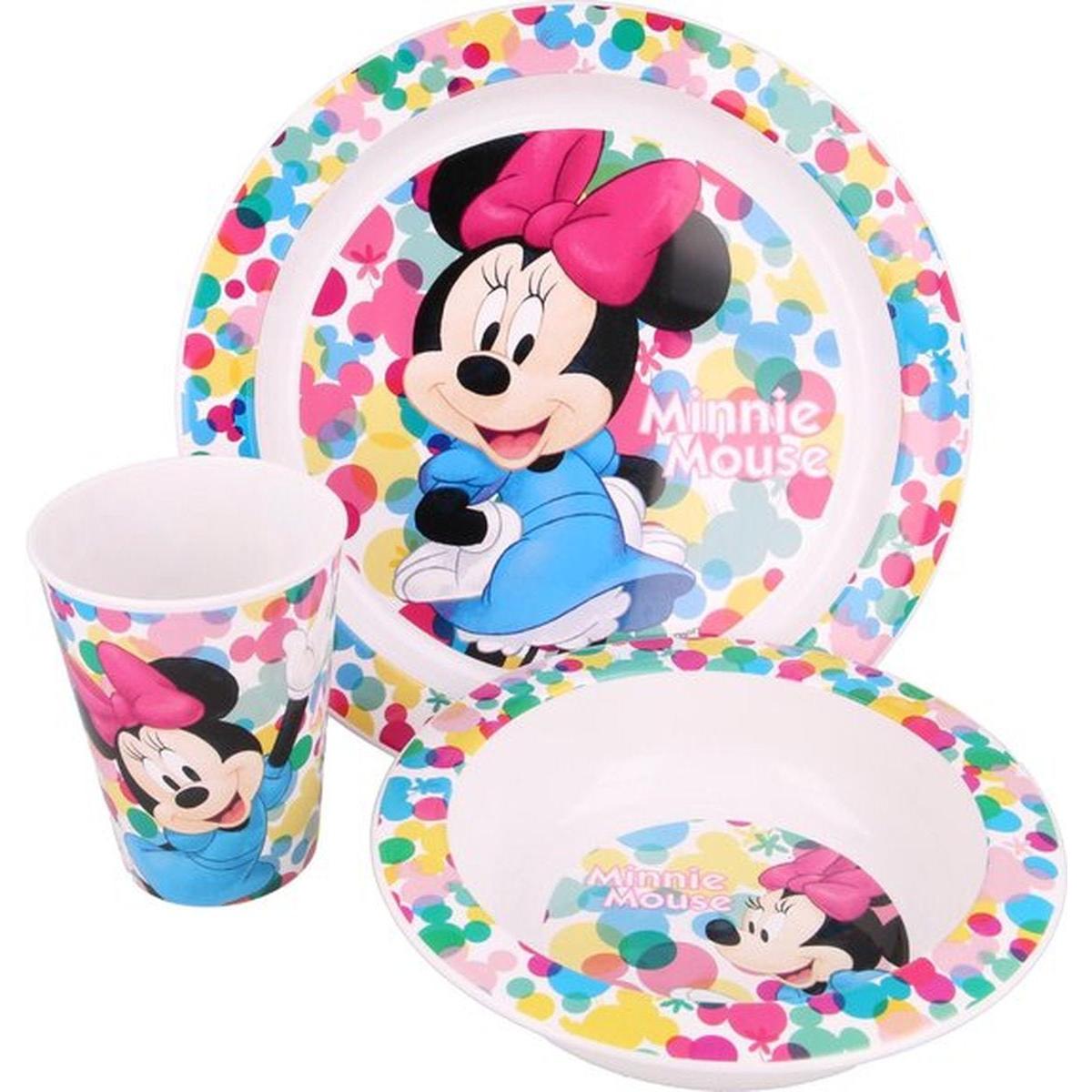 ILUSION SET MICR 3 PCS PLATO, CUENCO Y VASO MINNIE - ILUSION SHOP