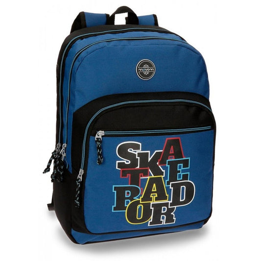 MOCHILA 44CM 2 CREMALLERAS SKATEBOARD MARINO - ILUSION SHOP