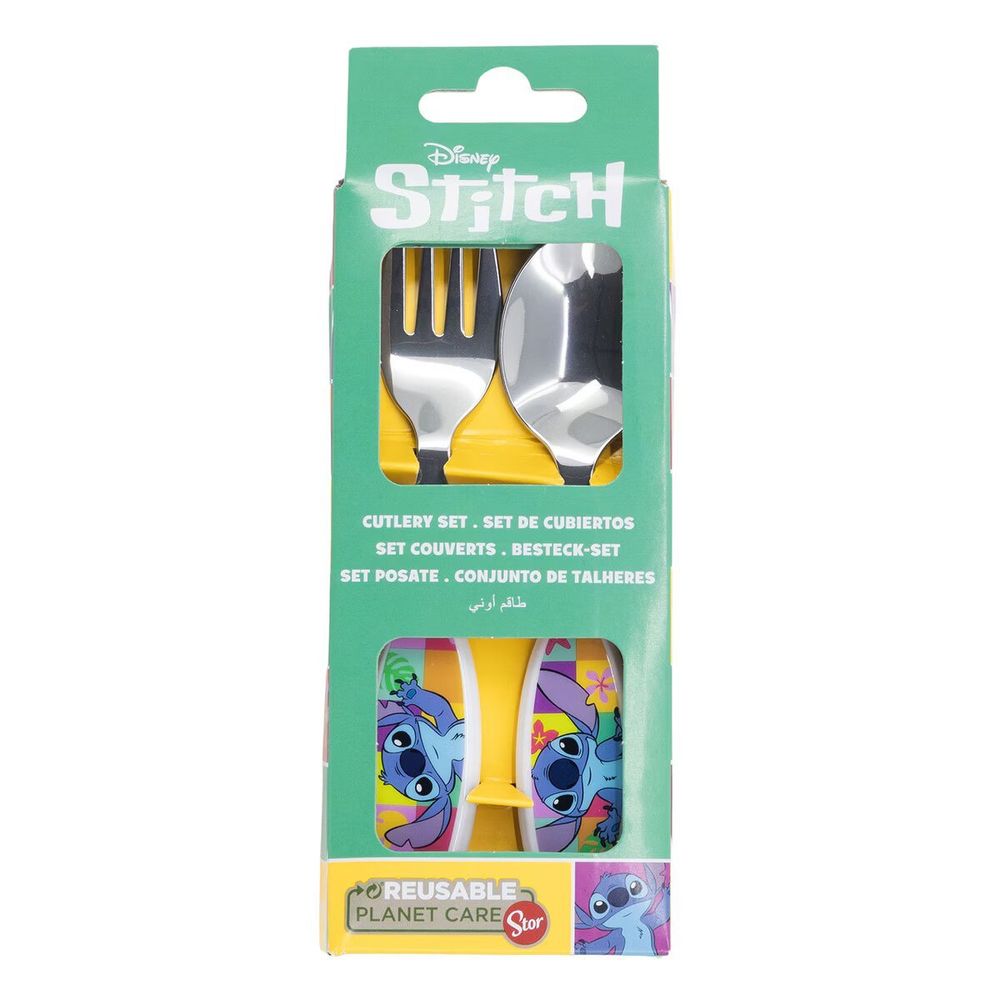 SET 2 CUBIERTOS METALICOS STITCH - ILUSION SHOP