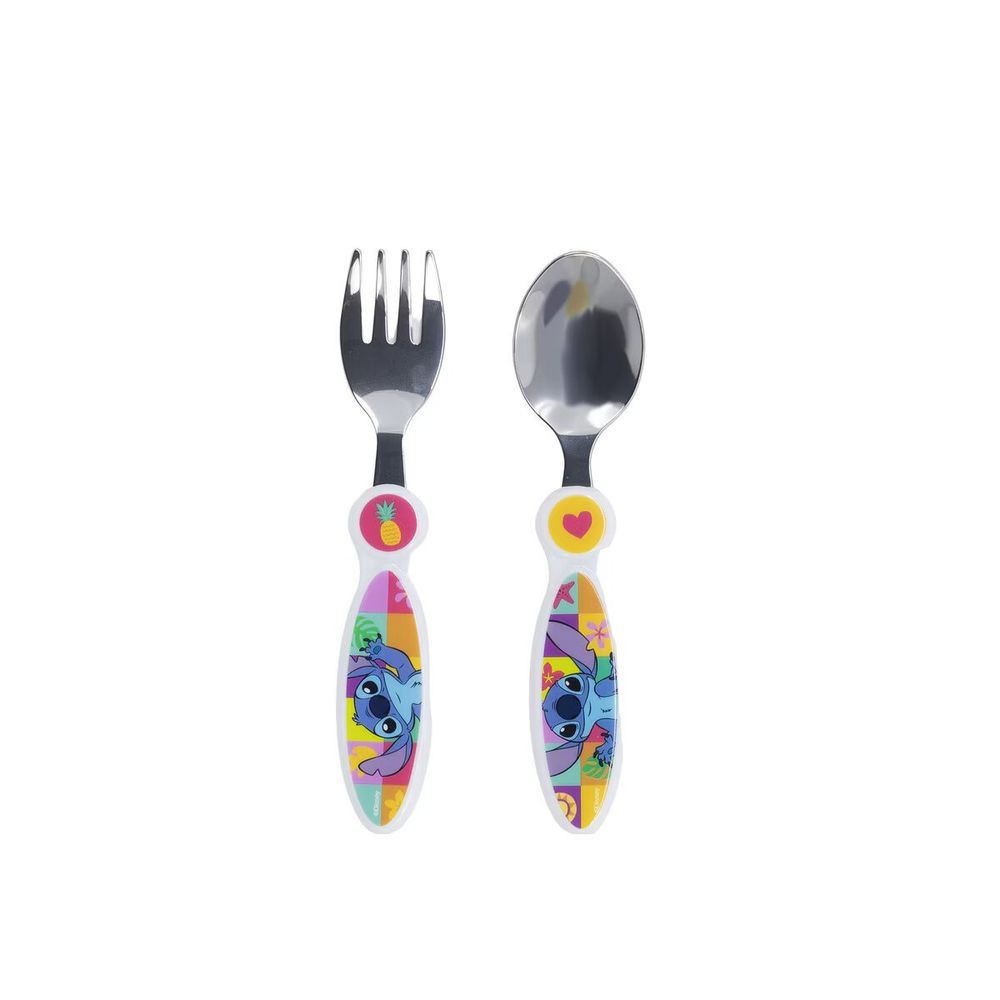 SET 2 CUBIERTOS METALICOS STITCH - ILUSION SHOP