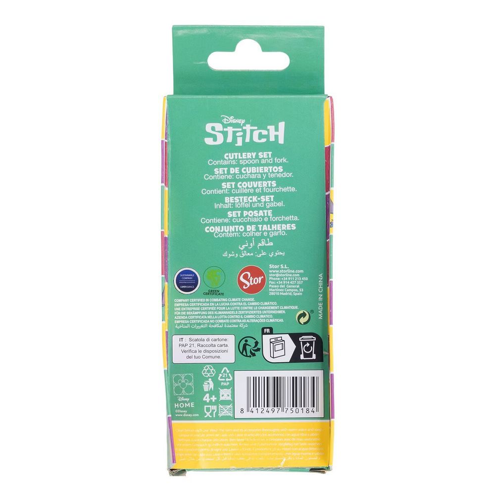 SET 2 CUBIERTOS METALICOS STITCH - ILUSION SHOP