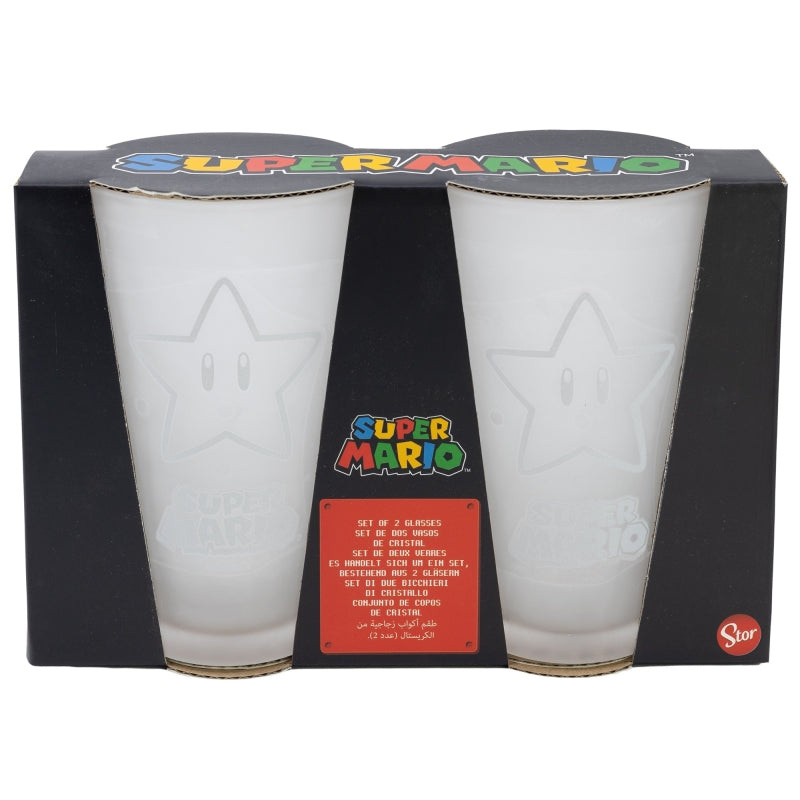 SET 2 VASOS CRISTAL 490 ML SUPER MARIO