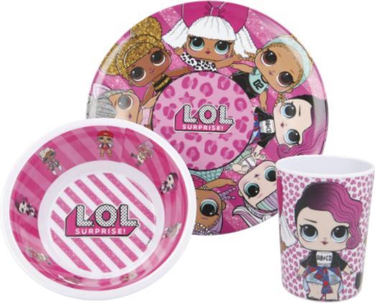 SET MELAMINA 3 PZ LOL SURPRISE VASO+PLATO+CUENCO - ILUSION SHOP