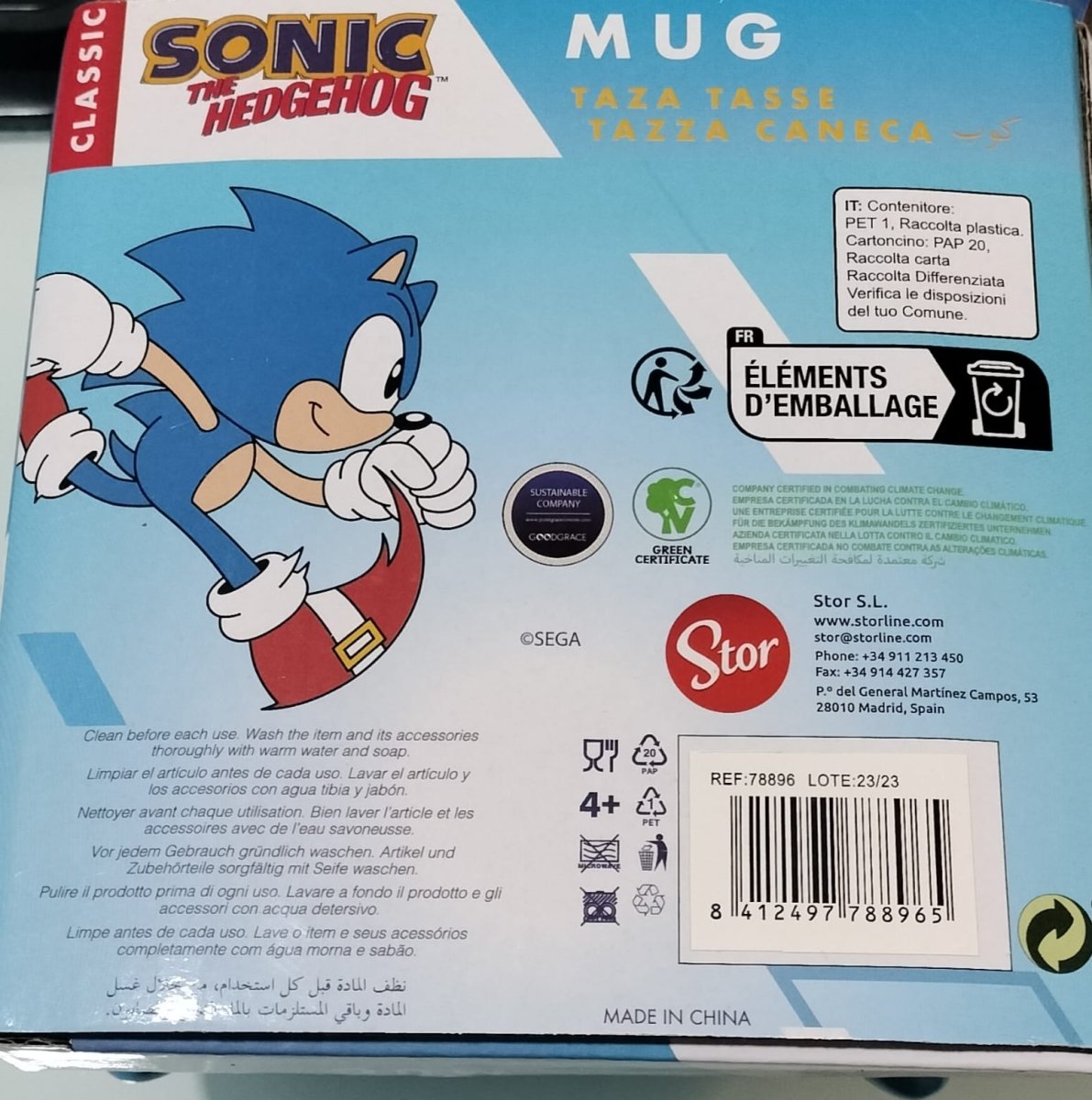 TAZA CERAMICA 3D 400 ML CABEZA DE SONIC - ILUSION SHOP